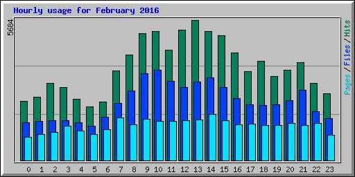 Hourly usage for February 2016