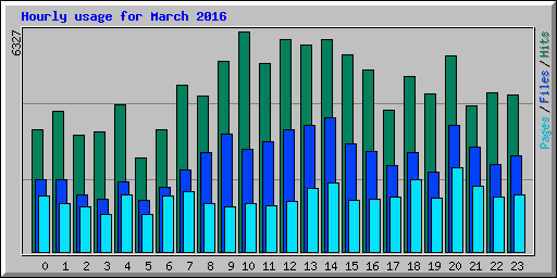 Hourly usage for March 2016
